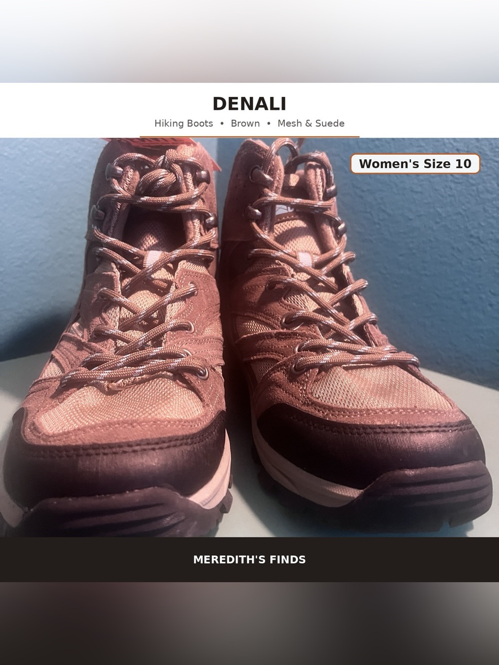 Women's Brown Hiking Boots - Mesh & Suede